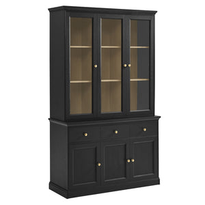Modway Furniture Amara 79-Inch Multifunctional Storage Display Cabinet with Glass Doors for Stylish Organization EEI-7449-BLK-OAK