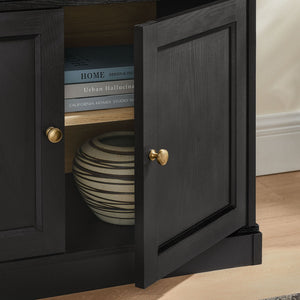 Modway Furniture Amara 79-Inch Multifunctional Storage Display Cabinet with Glass Doors for Stylish Organization EEI-7449-BLK-OAK