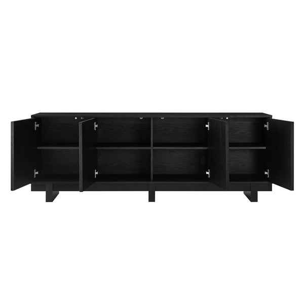 Modway Furniture Knox 71 Inch TV Stand - Sculptural Mid-Century Design with Adjustable Storage and Cable Management Black EEI-7450-BLK