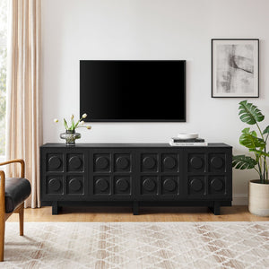 Modway Furniture Knox 71 Inch TV Stand - Sculptural Mid-Century Design with Adjustable Storage and Cable Management Black EEI-7450-BLK