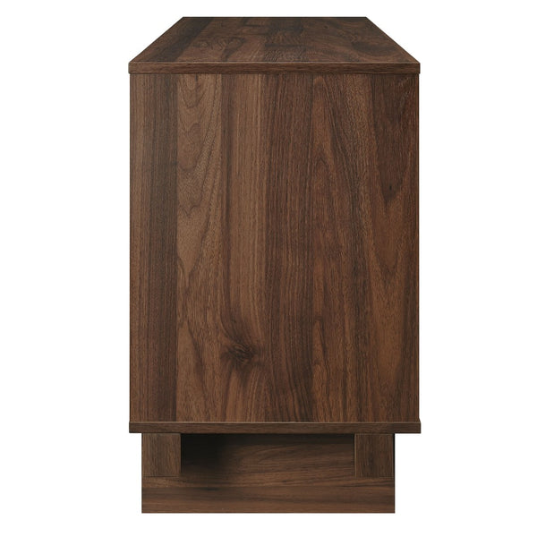 Modway Furniture Knox 71 Inch TV Stand - Sculptural Mid-Century Design with Adjustable Storage and Cable Management Walnut EEI-7450-WAL