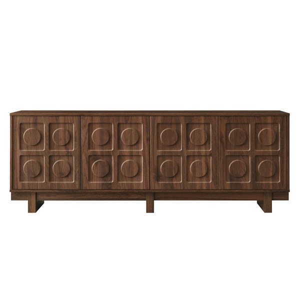 Modway Furniture Knox 71 Inch TV Stand - Sculptural Mid-Century Design with Adjustable Storage and Cable Management Walnut EEI-7450-WAL