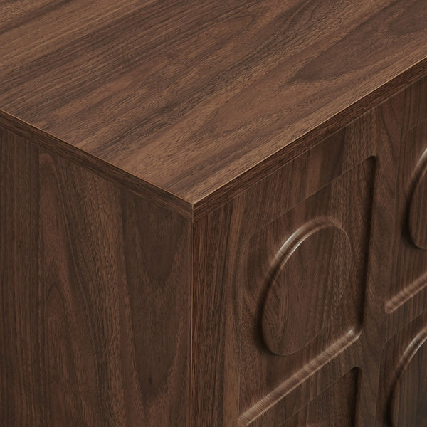 Modway Furniture Knox 71 Inch TV Stand - Sculptural Mid-Century Design with Adjustable Storage and Cable Management Walnut EEI-7450-WAL