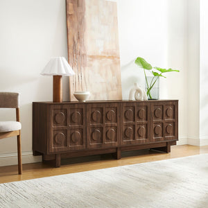 Modway Furniture Knox 71 Inch TV Stand - Sculptural Mid-Century Design with Adjustable Storage and Cable Management Walnut EEI-7450-WAL