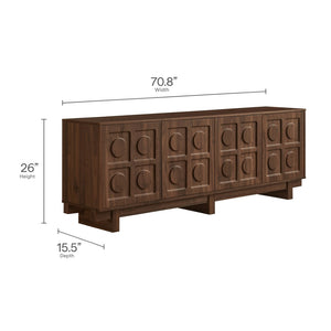 Modway Furniture Knox 71 Inch TV Stand - Sculptural Mid-Century Design with Adjustable Storage and Cable Management Walnut EEI-7450-WAL