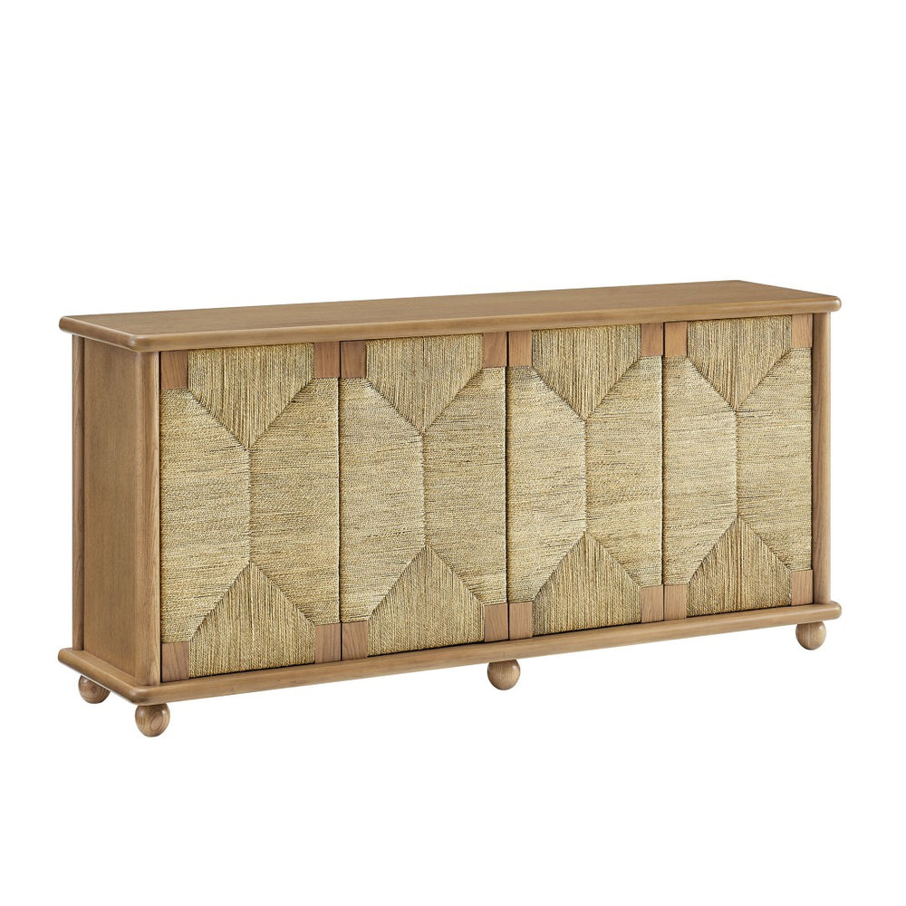 Modway Furniture Marola Solid Oak Seagrass Door Sideboard with Adjustable Shelves for Dining Rooms EEI-7451-OAK