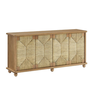 Modway Furniture Marola Solid Oak Seagrass Door Sideboard with Adjustable Shelves for Dining Rooms EEI-7451-OAK