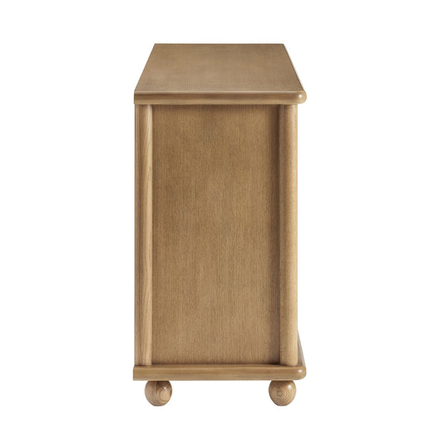 Modway Furniture Marola Solid Oak Seagrass Door Sideboard with Adjustable Shelves for Dining Rooms EEI-7451-OAK
