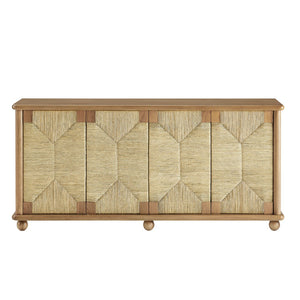 Modway Furniture Marola Solid Oak Seagrass Door Sideboard with Adjustable Shelves for Dining Rooms EEI-7451-OAK
