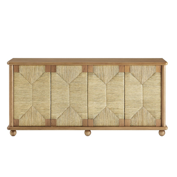 Modway Furniture Marola Solid Oak Seagrass Door Sideboard with Adjustable Shelves for Dining Rooms EEI-7451-OAK