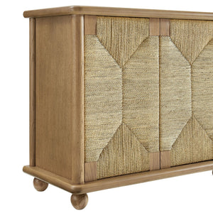 Modway Furniture Marola Solid Oak Seagrass Door Sideboard with Adjustable Shelves for Dining Rooms EEI-7451-OAK