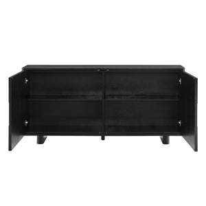 Modway Furniture Foundry Woven Front Sideboard Wide Buffet Cabinet with Adjustable Shelves for Dining Rooms Black EEI-7452-BLK