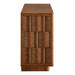 Modway Furniture Foundry Woven Front Sideboard Wide Buffet Cabinet with Adjustable Shelves for Dining Rooms Walnut EEI-7452-WAL