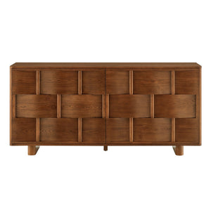 Modway Furniture Foundry Woven Front Sideboard Wide Buffet Cabinet with Adjustable Shelves for Dining Rooms Walnut EEI-7452-WAL