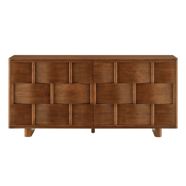 Modway Furniture Foundry Woven Front Sideboard Wide Buffet Cabinet with Adjustable Shelves for Dining Rooms Walnut EEI-7452-WAL