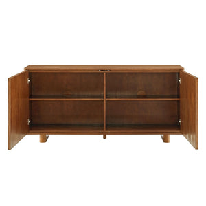 Modway Furniture Foundry Woven Front Sideboard Wide Buffet Cabinet with Adjustable Shelves for Dining Rooms Walnut EEI-7452-WAL