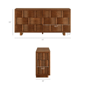 Modway Furniture Foundry Woven Front Sideboard Wide Buffet Cabinet with Adjustable Shelves for Dining Rooms Walnut EEI-7452-WAL