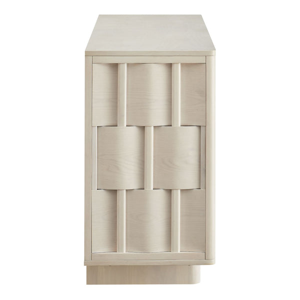 Modway Furniture Foundry Woven Front Sideboard Wide Buffet Cabinet with Adjustable Shelves for Dining Rooms White Wash EEI-7452-WWA