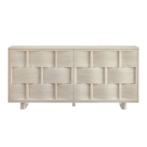 Modway Furniture Foundry Woven Front Sideboard Wide Buffet Cabinet with Adjustable Shelves for Dining Rooms White Wash EEI-7452-WWA