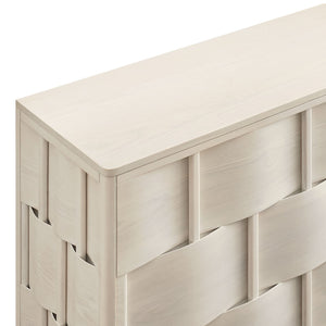 Modway Furniture Foundry Woven Front Sideboard Wide Buffet Cabinet with Adjustable Shelves for Dining Rooms White Wash EEI-7452-WWA