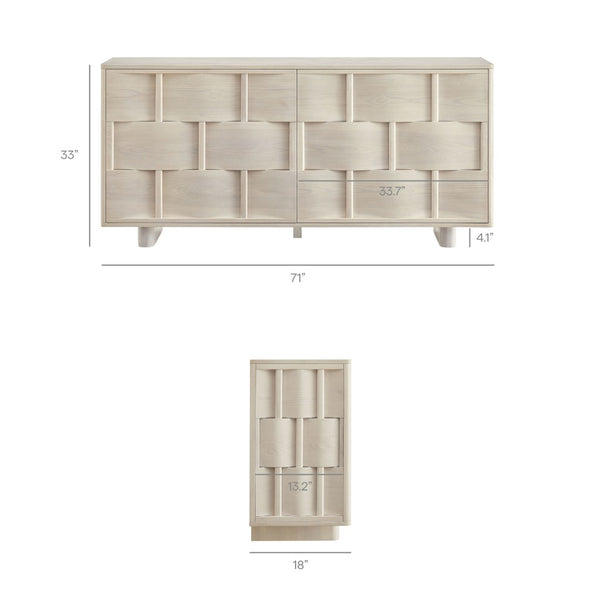 Modway Furniture Foundry Woven Front Sideboard Wide Buffet Cabinet with Adjustable Shelves for Dining Rooms White Wash EEI-7452-WWA