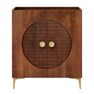 Modway Furniture Vernon 30" Fluted Wood Vanity Cabinet - Customizable Luxury Storage with Brass Legs & Knobs EEI-7453-WAL