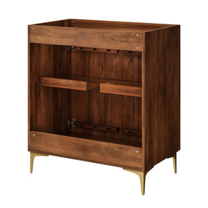 Modway Furniture Vernon 30" Fluted Wood Vanity Cabinet - Customizable Luxury Storage with Brass Legs & Knobs EEI-7453-WAL