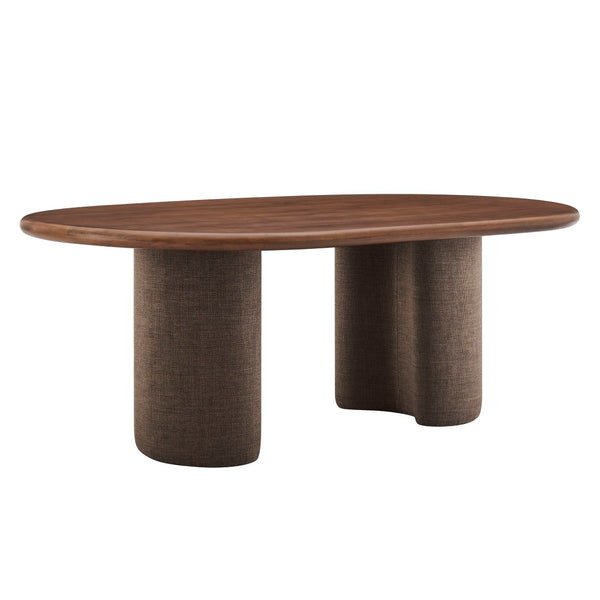 Modway Furniture Enric Solid Mango Wood Oval Dining Table Sculptural Bases Seat Eight Modern EEI-7458-WAL-RAF
