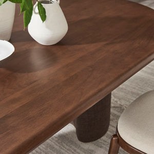 Modway Furniture Enric Solid Mango Wood Oval Dining Table Sculptural Bases Seat Eight Modern EEI-7458-WAL-RAF
