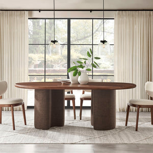 Modway Furniture Enric Solid Mango Wood Oval Dining Table Sculptural Bases Seat Eight Modern EEI-7458-WAL-RAF