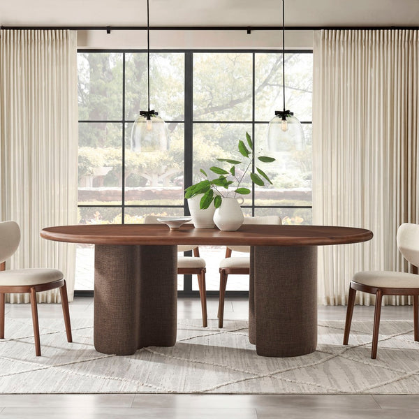 Modway Furniture Enric Solid Mango Wood Oval Dining Table Sculptural Bases Seat Eight Modern EEI-7458-WAL-RAF