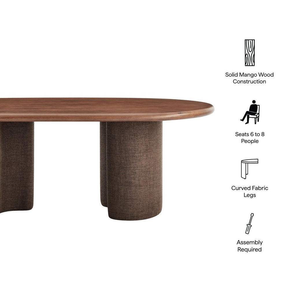 Modway Furniture Enric Solid Mango Wood Oval Dining Table Sculptural Bases Seat Eight Modern EEI-7458-WAL-RAF