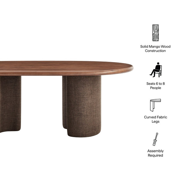 Modway Furniture Enric Solid Mango Wood Oval Dining Table Sculptural Bases Seat Eight Modern EEI-7458-WAL-RAF