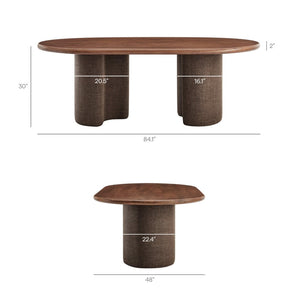 Modway Furniture Enric Solid Mango Wood Oval Dining Table Sculptural Bases Seat Eight Modern EEI-7458-WAL-RAF