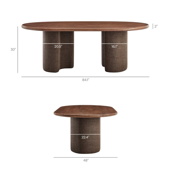 Modway Furniture Enric Solid Mango Wood Oval Dining Table Sculptural Bases Seat Eight Modern EEI-7458-WAL-RAF