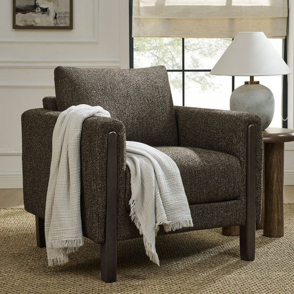 Modway Furniture Hawken Boucle Fabric Accent Armchair - Plush Comfort Meets Modern Style for Cozy Living Spaces Antique Espresso EEI-7459-ATQ-ESP