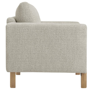 Modway Furniture Hawken Boucle Fabric Accent Armchair - Plush Comfort Meets Modern Style for Cozy Living Spaces Parchment Beech EEI-7459-PCH-BEE