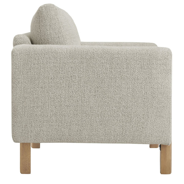 Modway Furniture Hawken Boucle Fabric Accent Armchair - Plush Comfort Meets Modern Style for Cozy Living Spaces Parchment Beech EEI-7459-PCH-BEE