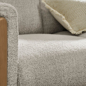 Modway Furniture Hawken Boucle Fabric Accent Armchair - Plush Comfort Meets Modern Style for Cozy Living Spaces Parchment Beech EEI-7459-PCH-BEE