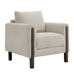 Modway Furniture Hawken Boucle Fabric Accent Armchair - Plush Comfort Meets Modern Style for Cozy Living Spaces Parchment Espresso EEI-7459-PCH-ESP