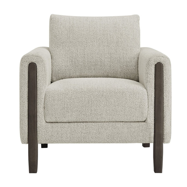 Modway Furniture Hawken Boucle Fabric Accent Armchair - Plush Comfort Meets Modern Style for Cozy Living Spaces Parchment Espresso EEI-7459-PCH-ESP