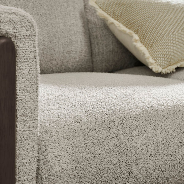 Modway Furniture Hawken Boucle Fabric Accent Armchair - Plush Comfort Meets Modern Style for Cozy Living Spaces Parchment Espresso EEI-7459-PCH-ESP