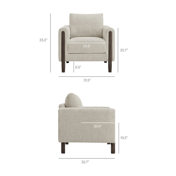 Modway Furniture Hawken Boucle Fabric Accent Armchair - Plush Comfort Meets Modern Style for Cozy Living Spaces Parchment Espresso EEI-7459-PCH-ESP