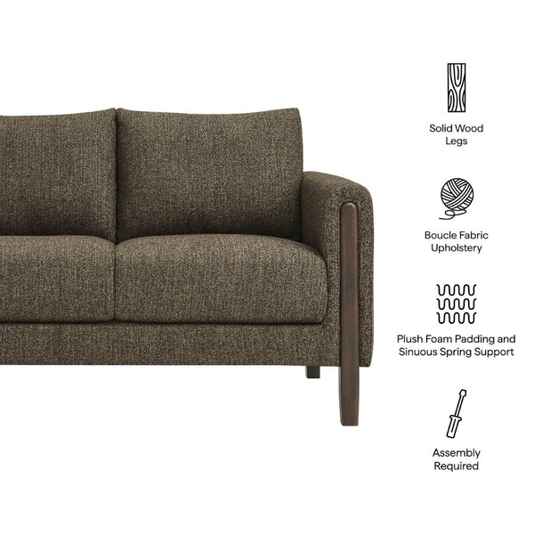 Modway Furniture Hawken Boucle Fabric Loveseat - Modern Mid-Century Design for Cozy Spaces and Stylish Comfort Antique Espresso EEI-7460-ATQ-ESP
