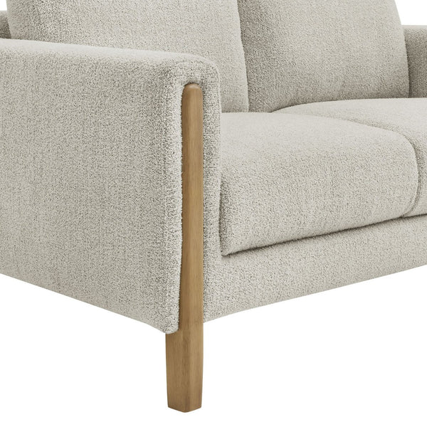 Modway Furniture Hawken Boucle Fabric Loveseat - Modern Mid-Century Design for Cozy Spaces and Stylish Comfort Parchment Beech EEI-7460-PCH-BEE