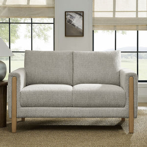 Modway Furniture Hawken Boucle Fabric Loveseat - Modern Mid-Century Design for Cozy Spaces and Stylish Comfort Parchment Beech EEI-7460-PCH-BEE