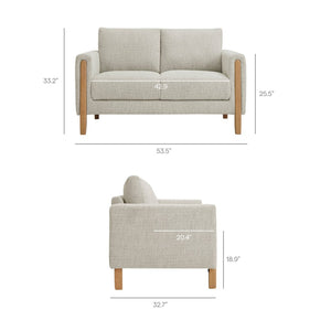 Modway Furniture Hawken Boucle Fabric Loveseat - Modern Mid-Century Design for Cozy Spaces and Stylish Comfort Parchment Beech EEI-7460-PCH-BEE