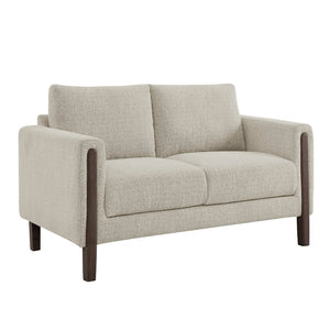 Modway Furniture Hawken Boucle Fabric Loveseat - Modern Mid-Century Design for Cozy Spaces and Stylish Comfort Parchment Espresso EEI-7460-PCH-ESP