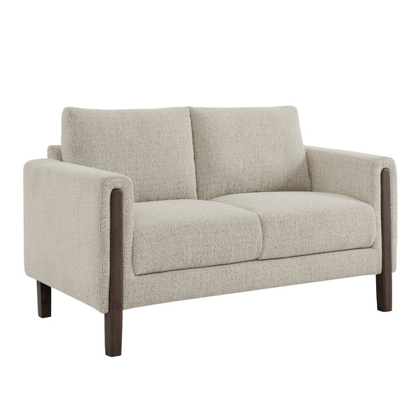 Modway Furniture Hawken Boucle Fabric Loveseat - Modern Mid-Century Design for Cozy Spaces and Stylish Comfort Parchment Espresso EEI-7460-PCH-ESP