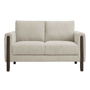 Modway Furniture Hawken Boucle Fabric Loveseat - Modern Mid-Century Design for Cozy Spaces and Stylish Comfort Parchment Espresso EEI-7460-PCH-ESP